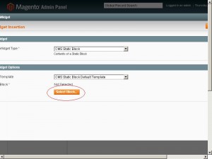 Выбираем тип виджета Magento Выбираем тип виджета Magento