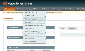 Magento меню админ панели