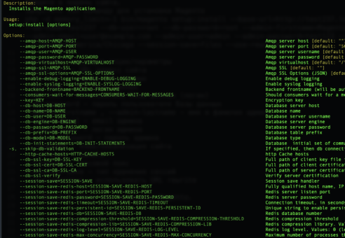 bin/magento setup:install -h